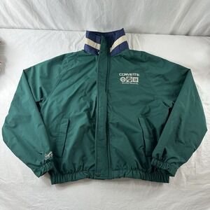 King Louie Large Corvette Official Vtg GM Bomber Windbreaker Jacket Men Green US